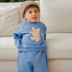 Korean Baby Top & Bottom Loungewear Set-Hi Blue