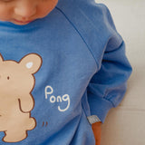 Korean Baby Top & Bottom Loungewear Set-Hi Blue