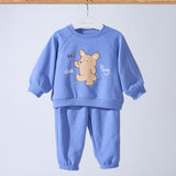 Korean Baby Top & Bottom Loungewear Set-Hi Blue