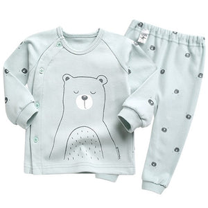 Korean Kids Cotton Pajamas Set-Bear Mint