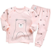 Korean Kids Cotton Pajamas Set-Bear Pink