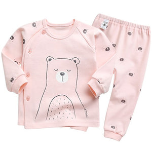 Korean Kids Cotton Pajamas Set-Bear Pink