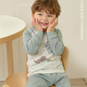 Korean Kids Cotton Pajamas Set-Dino Friends