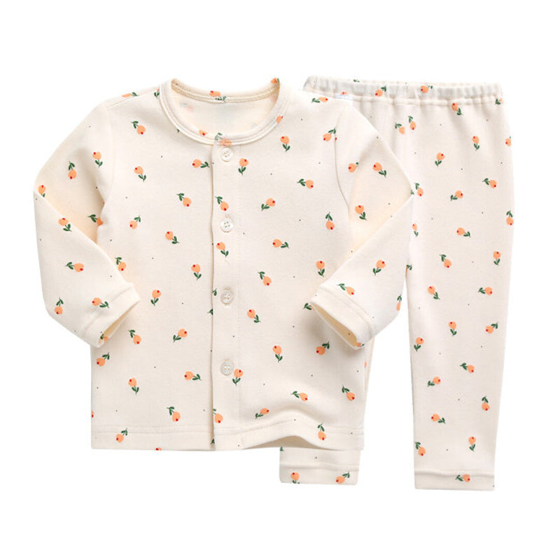 Korean Kids Cotton Pajamas Set-Floral Blossom