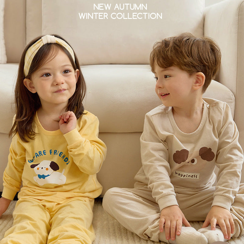 Korean Kids Cotton Pajamas Set-Fun Puppy