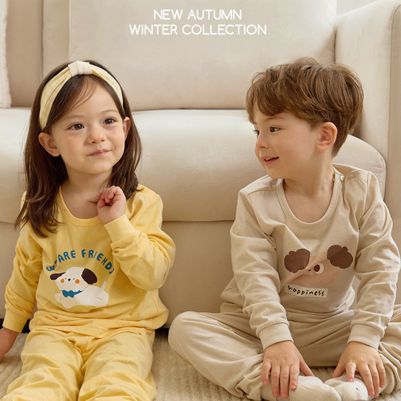 Korean Kids Cotton Pajamas Set-Happy Dog