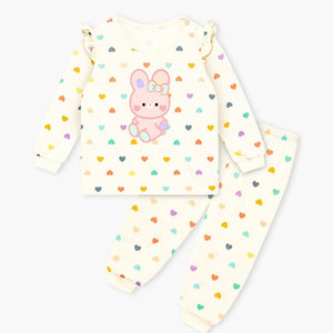 Korean Kids Cotton Pajamas Set-Heart Bunny