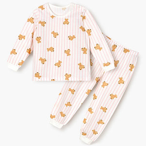 Korean Kids Cotton Pajamas Set-Little Bear Pink