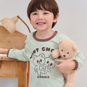 Korean Kids Cotton Pajamas Set-Mint Choco