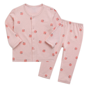 Korean Kids Cotton Pajamas Set-Peach Pink