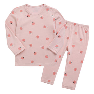 Korean Kids Cotton Pajamas Set-Peach Pink
