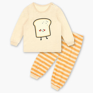 Korean Kids Single Slub Pajamas Set-Cutie Bread