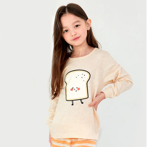 Korean Kids Single Slub Pajamas Set-Cutie Bread