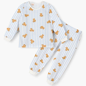 Korean Kids Single Slub Pajamas Set-Little Bear