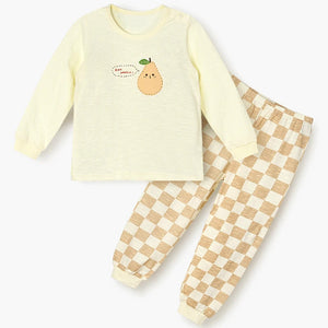 Korean Kids Single Slub Pajamas Set-Talk Pear