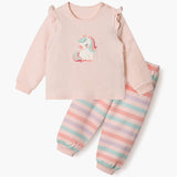 Korean Kids Thermal Pajamas Set-Pink Corn