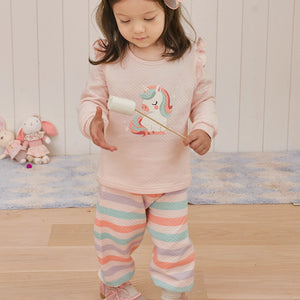 Korean Kids Thermal Pajamas Set-Pink Corn