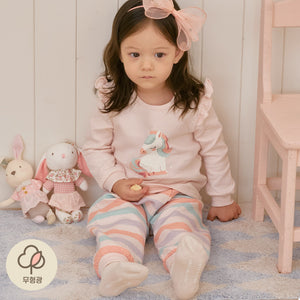 Korean Kids Thermal Pajamas Set-Pink Corn