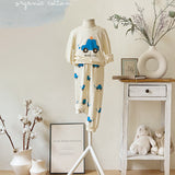 Korean Kids Organic Pajamas Set-Blue Car