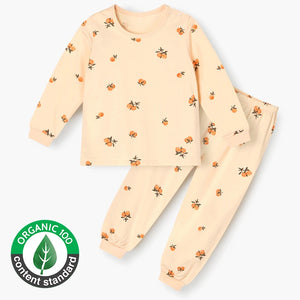 Korean Kids Organic Pajamas Set-Orange