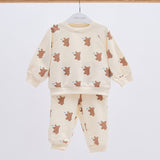 Korean Baby Top & Bottom Loungewear Set-Hi Brown