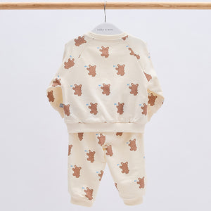 Korean Baby Top & Bottom Loungewear Set-Hi Brown
