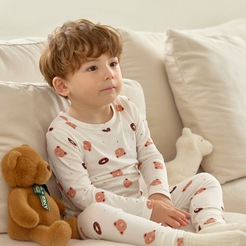 Korean Lightweight Thermal Long Underwear Set-Donut Bear