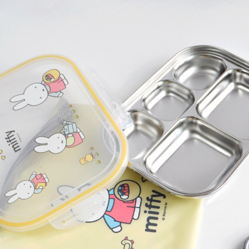 Miffy Pastel Stainless Steel 5-Compartment Bento Tray with Lid