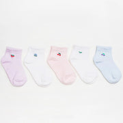 Korean Kids Mitz Tiny Floral Ankle Socks 5-Pair Set