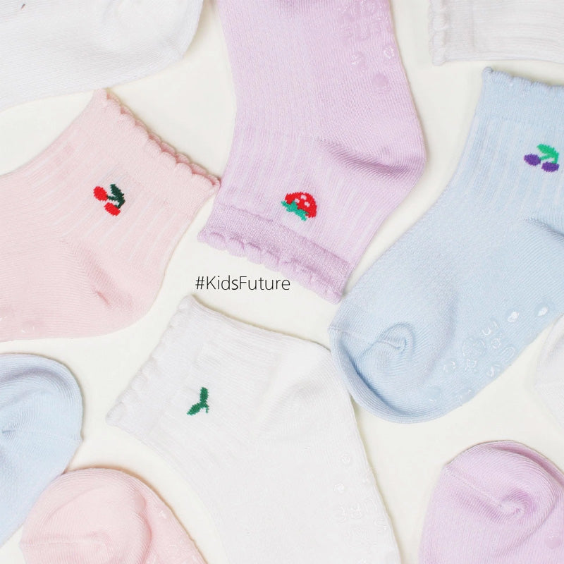 Korean Kids Mitz Tiny Floral Ankle Socks 5-Pair Set