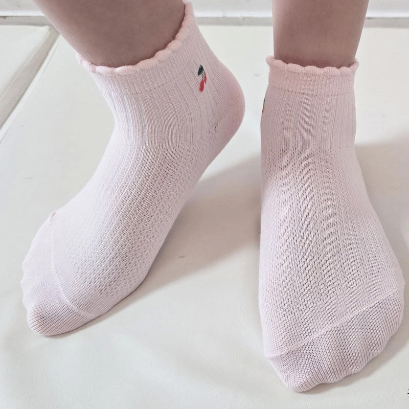 Korean Kids Mitz Tiny Floral Ankle Socks 5-Pair Set