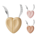 Moyuum Silicone Self-Feeding Heart Spoon & Fork Set