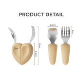 Moyuum Silicone Self-Feeding Heart Spoon & Fork Set