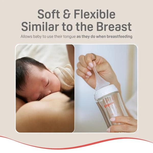 Pigeon Silicone Nipple (SS) 0+ Months, 4 pack