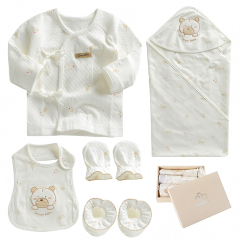 Korean Rabbit Gomi Newborn Gift Set (Kimono Top, Mittens, Bib, Booties and Swaddle Blanket)