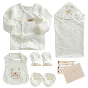 Korean Rabbit Gomi Newborn Gift Set (Kimono Top, Mittens, Bib, Booties and Swaddle Blanket)