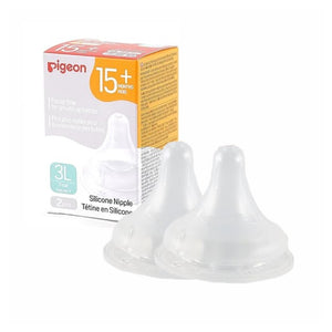 Pigeon Silicone Nipple (3L), 15+ Months, 2 pack