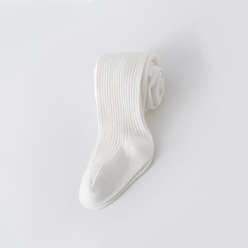 Kids Wheat Pattern Tights - White