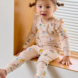 Spandex Brushed Fabric pajamas set-Flowerli