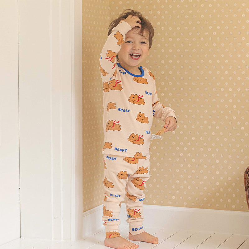 Spandex Brushed Fabric Pajamas Set-Flying Bear