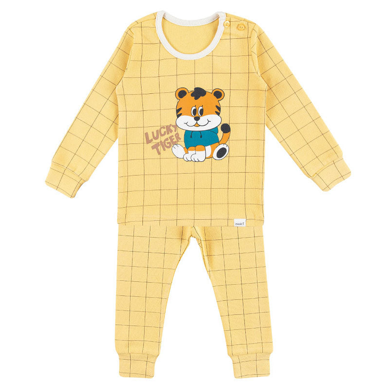 Spandex Brushed Fabric Pajamas Set-Lucky Tiger