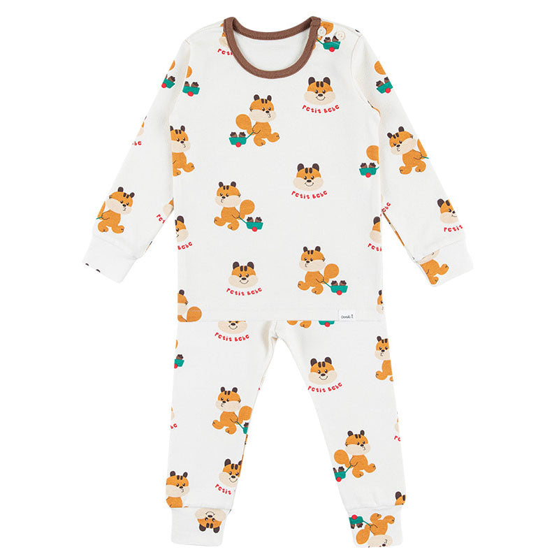 Spandex Brushed Fabric Pajamas Set-Petit Squirrel