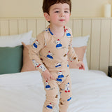 Spandex Brushed Fabric pajamas set-Snow Man