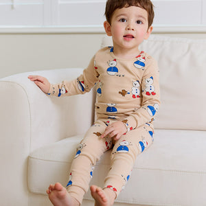 Spandex Brushed Fabric pajamas set-Snow Man