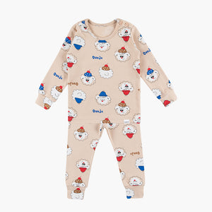 Spandex Brushed Fabric Pajamas Set-Sponge Lamb