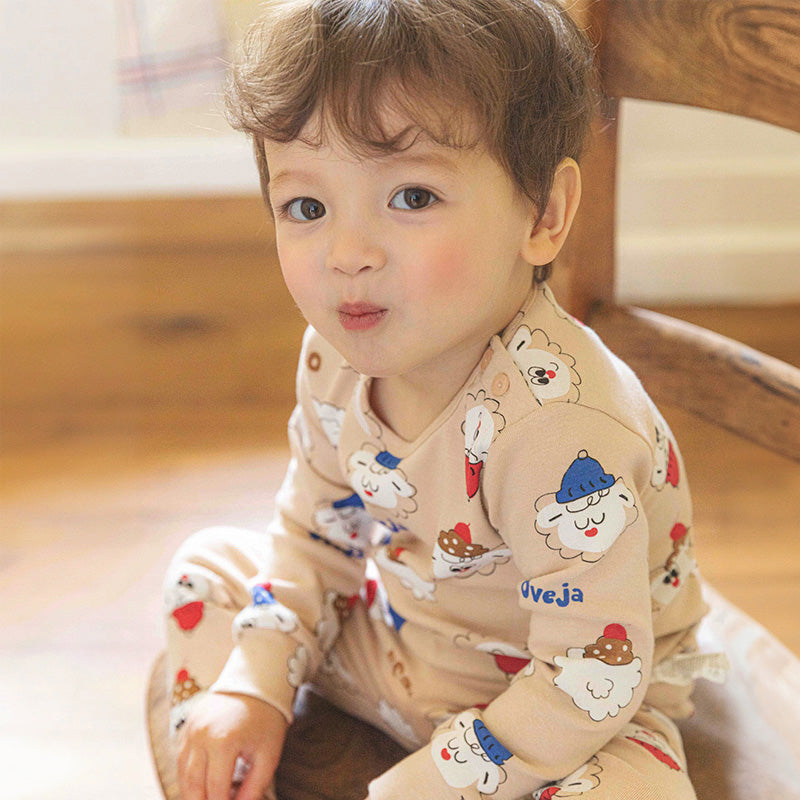 Spandex Brushed Fabric Pajamas Set-Sponge Lamb