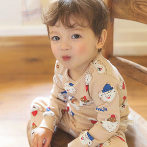 Spandex Brushed Fabric Pajamas Set-Sponge Lamb