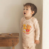 Spandex Brushed Fabric Pajamas Set-Happy Bear