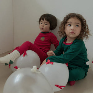 Spandex Ribbed Fabric Pajamas Set-Kuma Green