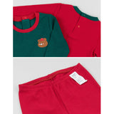 Spandex Ribbed Fabric Pajamas Set-Kuma Green